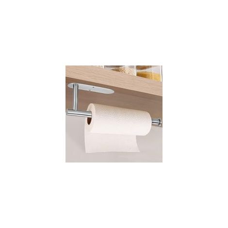 Porte-rouleau de cuisine sans perçage en inox argenté, pour mur ou sous armoire – (1/5)