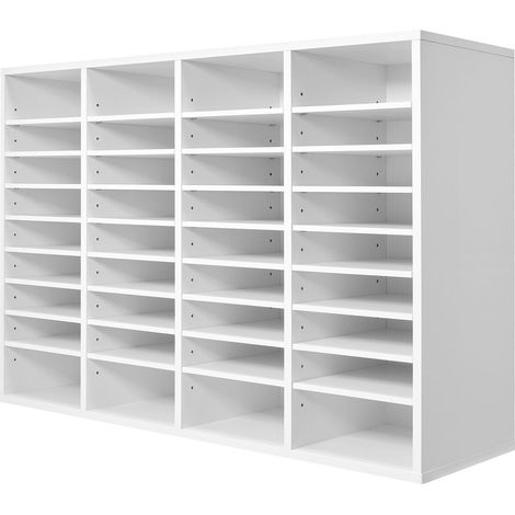 Organisateur de courrier 36 casiers, trieur de bureau en fibre de bois avec étagères réglables, rangement pour fichiers, documents et papiers, blanc, pour bureau, maison et salle de classe (1/5)