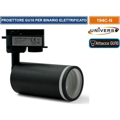 UNIVERSO 194C-N TRACK LIGHT DA BINARIO MONOFASE CON PORTALAMPADA PER LAMPADINE GU10 COLORE NERO (1/5)