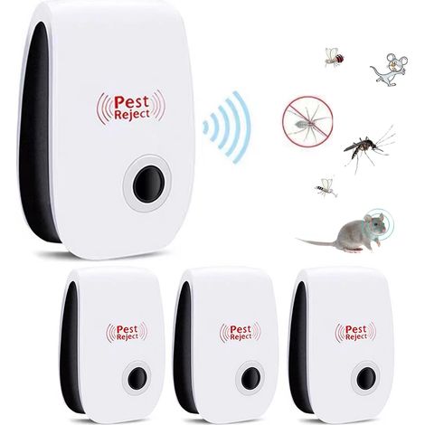 Lot de 4 répulsifs ultrasoniques électriques à brancher, anti-moustiques, rongeurs et insectes pour usage intérieur Ultrason Anti Moustique