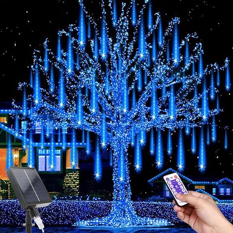 Solaire Météores Pluie Lumières, 11.8 Inch 10 Tubes 240 LEDs Guirlande de Noël étanche, Guirlande Pluie Meteore Extérieure pour Halloween, Sapin de Noël, Mariage, Jardin, Fenêtre (1/5)
