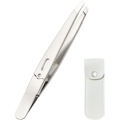 1 Pincette Acier Inoxydable Pointes Inclinées Précision Sourcils Poils Incarnés Visage