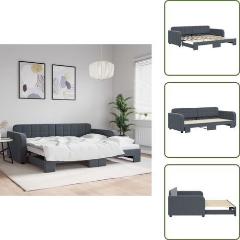 vidaXL Tagesbett Ausziehbar Dunkelgrau 90x200 cm Samt (1/5)