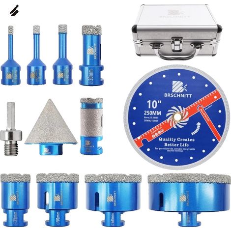 Kit de forets diamantés, polyvalent pour carrelage et granit, ensemble de 12 pièces, 12pcs KIT (1/2)