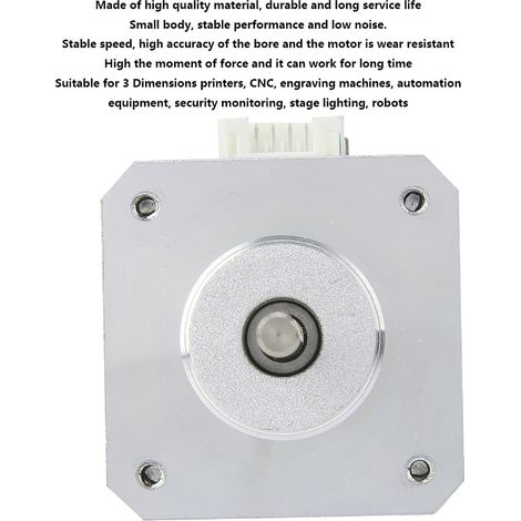 Nema 17 bipolarer Schrittmotor, 1,8°, 4,0 V 1,2 A, 320 mNm Drehmoment, 34 mm Höhe für 3D-Drucker (1/5)