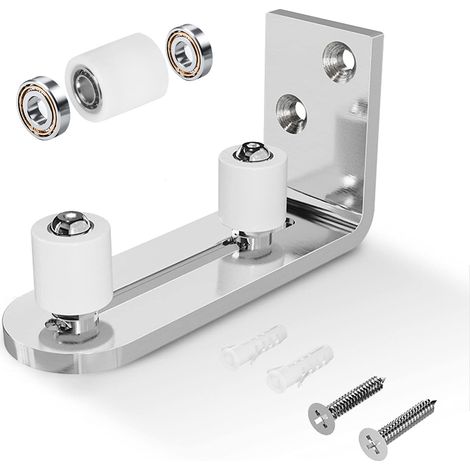Rail inférieur de porte coulissante, roulement à billes, système de fixation murale, conception à fond plat, deux méthodes d'installation, convient à toutes les tailles de porte. (1/5)