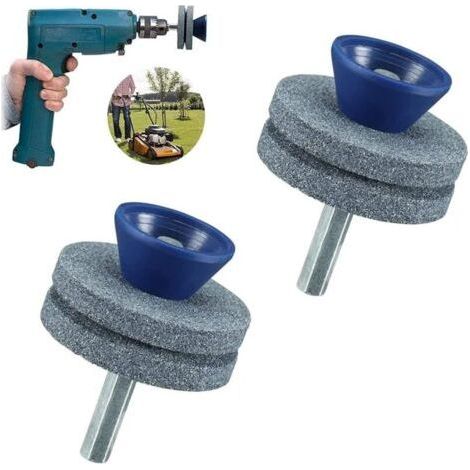 2 affûteurs de lame de tondeuse à gazon double couche, affûteur de lame de tondeuse à gazon résistant à l'usure adapté à la plupart des perceuses électriques ou perceuses à main (1/5)