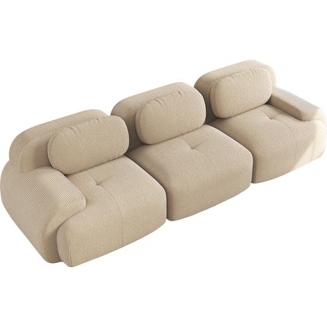 CHICFURN Sofá modular de 3 plazas 298x103x70 cm tejido de pana beige sin montaje (1/5)