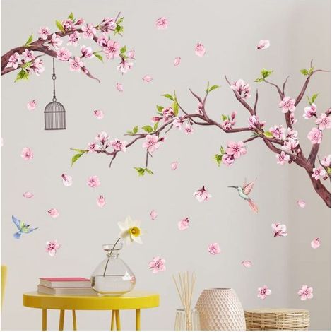 Hummingbird on The Tree Branch Wall Sticker, Flying Birds Wall Stickers Removable DIY Wall Art Decor Decals Murals for Kids Girls Nursery Bedroom Living Room (1/5)