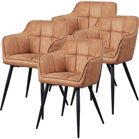 Set di 4 sedie da pranzo dal design moderno e robusto 81 x 57 x 53 cm marrone 030009805