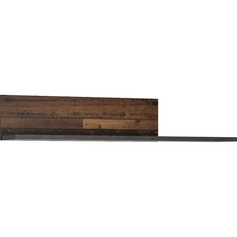 Wandboard im modernen Industrial Design NELSON-129 in grau mit Holz Nb., dekoratives Jugendzimmer Wandregal, B/H/T ca. 120/22,2/22 cm (1/5)