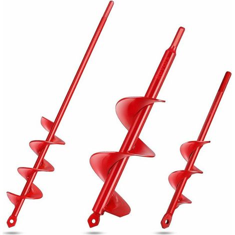 royaluxe - Mèche pour tarière 3 forets à tarière pour planter des bulbes de jardin Outil de jardinière Post Hole Digger Bulb Planter Tool 4CMx22CM 5CMx45CM et 8CMx30CM pour sable/sol humide/sec (1/5)