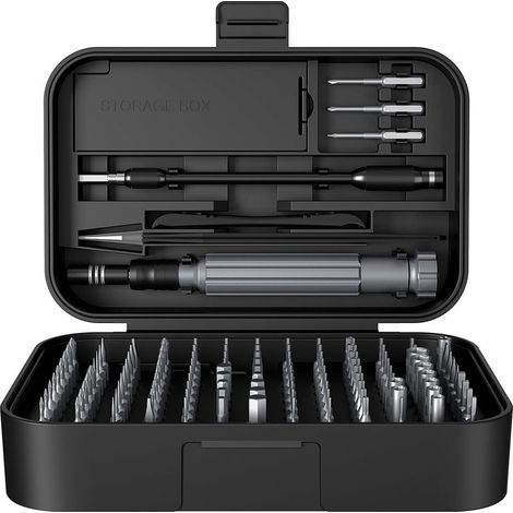 50 en 1 Set de Tournevis de Précision, Set de Tournevis Portable avec 120 Embouts Magnétiques Tournevis Torx Hex Pour Téléphone, Ordinateur Portable, PC, Montre, Lunettes,Noir (1/5)