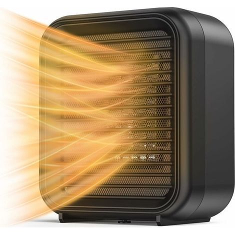 Radiateur Céramique Chauffage D’Appoint Électrique, 2 Niveaux de Puissance 800W Air Chaud, Sécurité contre la Surchauffe, et le renversement,Portable, Noir (1/5)