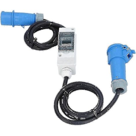 Prise CEE 3 broches 220 V CA 16 A avec compteur numérique LCD. Compteur d'électricité numérique pour camping-car et voiture électrique.-AquaForge (1/5)