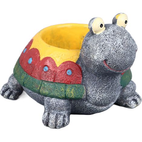 Pot de Fleurs Résine Forme Tortue avec Trous de Drainage, Base Stable pour Cactus Plantes Succulentes, Décor Mini Jardin (1/5)