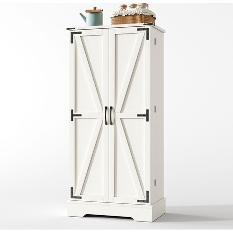 Buffet rustique 128,5 cm avec éclairage LED, armoire de rangement à 2 portes battantes, étagères ajustables pour petit espace, meuble de cuisine ou salon, structure blanche à grain profond