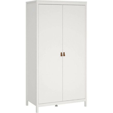 Dmora - Guardaroba 2 ante Madeline, Mobile camera da letto, Cabina armadio portabiti, Armadio appendiabiti, 102x58 h199 cm, Bianco
