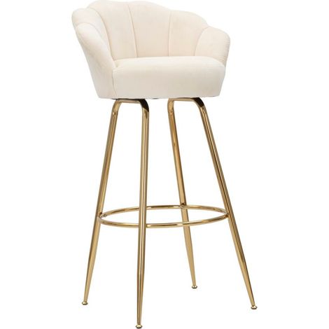 Sgabello Bar Vienna Crema 55x53x110 cm Spugna e Tessuto e Metallo Crema e Oro (1/5)