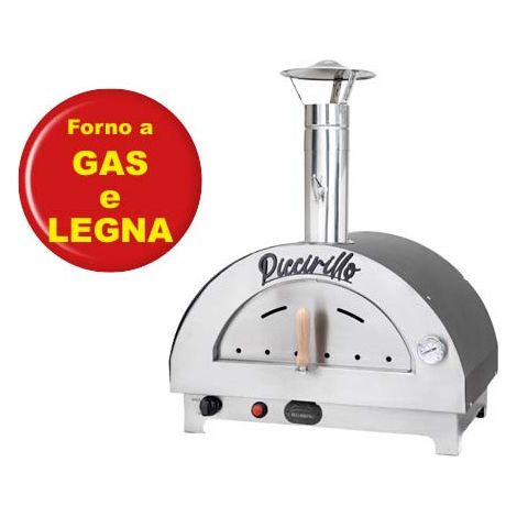 Four à pizza hybride bois et gaz – Cuisson directe sur pierre – Acier inoxydable – Chambre 60x40 cm – Isolation laine de roche – Bellanapoli (1/5)