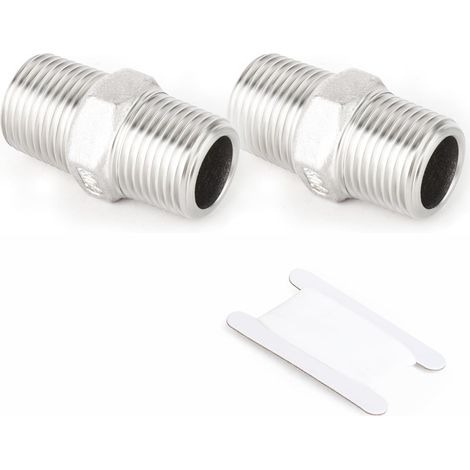 2 pièces de raccords tuyauterie en acier inoxydable 304 moulés, à embout hexagonal, connecteurs filetage mâle 1/2" BSP - 1" (1/5)