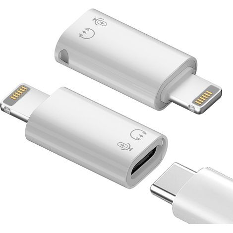 2 Pièces Adaptateur USB C 3.1 vers iOS pour DJI Mic, Adaptateur iOS vers USB C pour iPhone 14/13/12, Récepteur Microphone sans Fil, Support de Charge, Transferts de Données, OTG, Earpods (1/5)