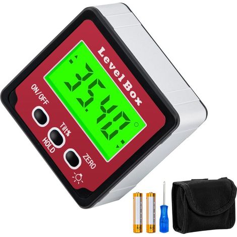 Digital inclinometer 4 x 90°, digital protractor, inclinometer with magnetic base, LCD screen and backlight, digital inclinometer for woodworking and construction (1/5)