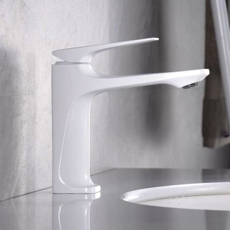 Robinet de lavabo Pistolet de lavabo anti-éclaboussures Blanc avec tuyau d'arrivée d'eau de 60 cm (1/5)