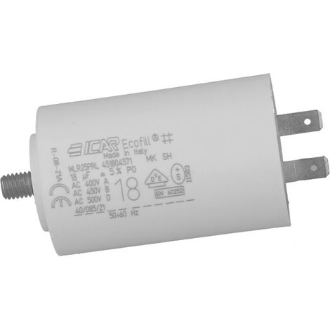 Condensateur permanent pour moteur triphasé 20μF 450V sorties faston