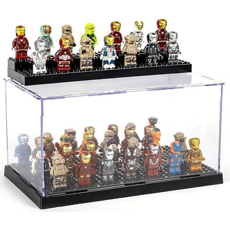 Vitrine Acrylique avec 3 Couches Empilable Briques Plaque Figurine Boite Rangement Plexiglass Transparent Collection Mini Maquette Jouets Exposition Kit Construction Anti-Poussière (1/5)
