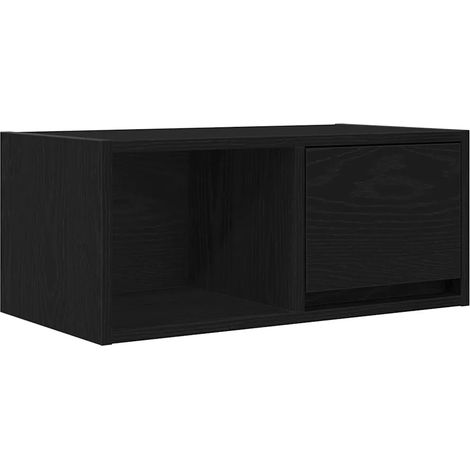 Mueble TV de pared compacto 60 x 31 x 25 cm gran espacio de almacenamiento diseño moderno en madera negra 020051628 (1/5)