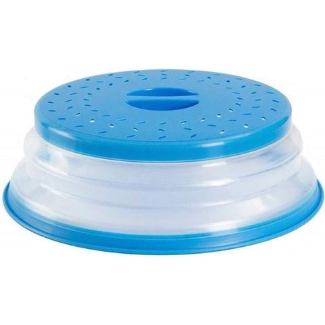 Couvercle Micro-Onde Couvercle Pliable de Micro-Ondes Empêche Les éclaboussures d'aliments 26.6 CM Onde passoire pour Fruits et légumes, sans BAP et Non Toxique (Bleu) (1/4)