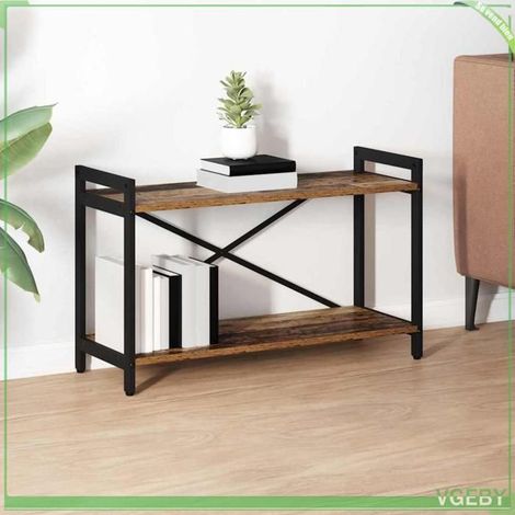Bibliothèque - ABI - Bois ancien - 80 x 30 x 48.5 cm - Pieds réglables - Design industriel (1/5)
