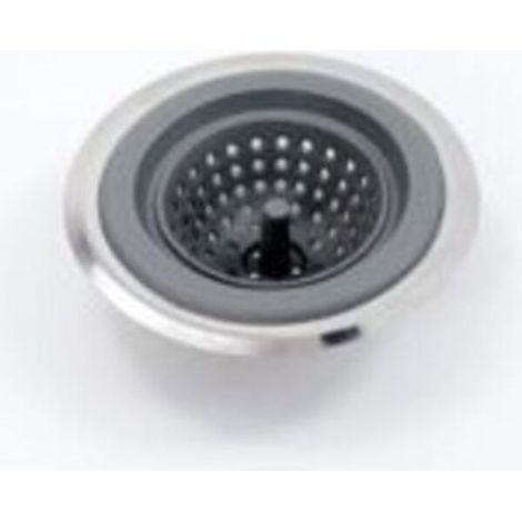 Scarico a canaletta, filtro per rifiuti, filtro per rifiuti per lavello, scarico per lavabo, scarico in acciaio inox + filtro per rifiuti in silicone, rete di drenaggio, vassoio in acciaio inox, bagno (1/4)