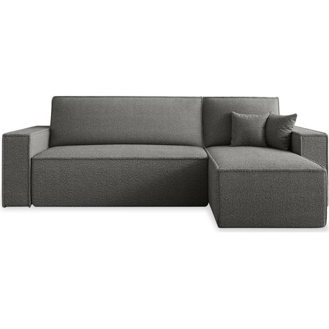 Canapé d'angle convertible réversible Lorenzo Bouclette Gris (1/5)