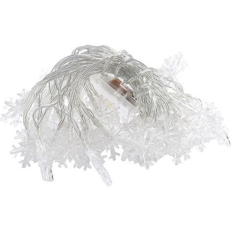 Guirlande Lumineuse Flocon De Neige - 20 LED - 3 Mètres - Alimentation Sur Piles - Pour Décoration Intérieure Et Extérieure (1/4)