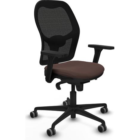 Jorquera sincro malla negra similpiel marrón oscuro brazos 3D base nailon ruedas 65mm engomada (1/5)