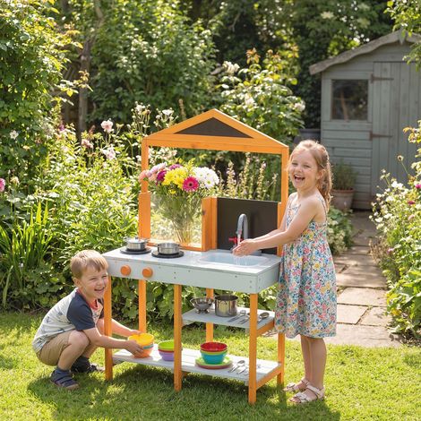 Étagères amovibles enfants cuisine en boue enfants en bois poêle étagères amovibles enfants 3 à 8 ans clair - Couleur: Bleu