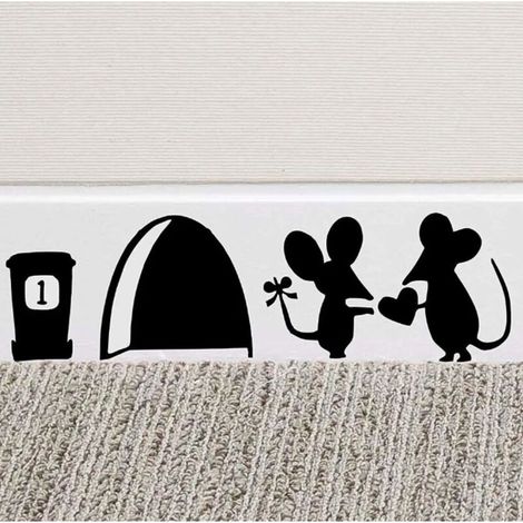 Sticker mural en vinyle motif souris, mignon et amusant, motif trou de souris