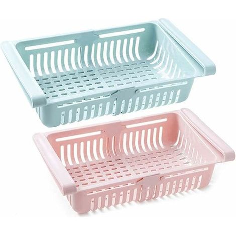 Boîte de Rangement Frigo - Organisateur de Tiroir Réfrigérateur Escamotable en PP - Pour Cuisine et Garde-Manger - 2 Pièces (1/5)
