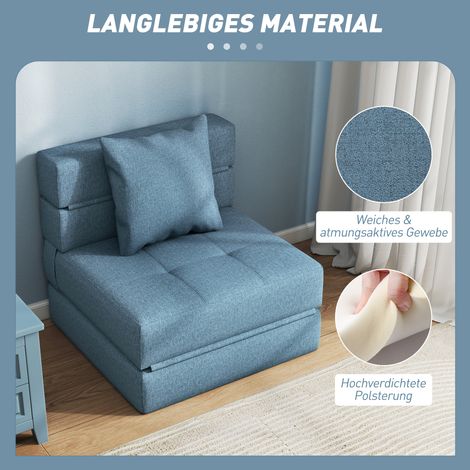 Canapé-lit relax convertible matelas invité, housse amovible, 70 x 70 x 61 cm, bleu foncé (1/5)