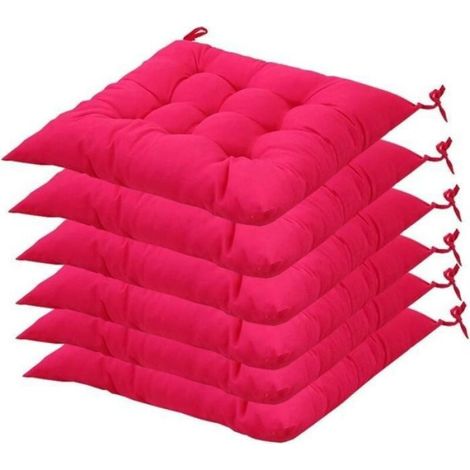 Coussin Chaise - 40 x 40 x 5 cm - Rembourrage Polyester - Tissu Mixte Coton-Polyester - Lavable 30 °C - Intérieur Extérieur - Lot de 6 (1/5)