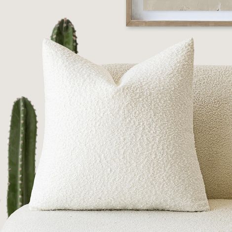 Housses de Coussin décoratives texturées en Boucle Solide et Confortable pour canapé, Chaise, Chambre à Coucher, Salon, décoration d'intérieur, 50,8 x 50,8 cm, Blanc (1/5)