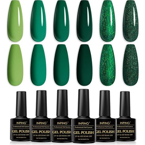 Vernis Semi Permanent Vert 6 Couleurs Gel Vernis à Ongles 8ML (1/5)