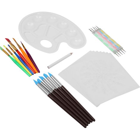 Ensemble de 27 outils de pointillage mandala pour peinture à la couleur, pochoirs pour céramique et art. (1/5)