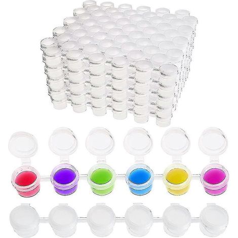 Paquet de 50 boîtes de peinture en bâtonnets (300 bâtonnets au total, 2 ml/0,07 ml chacun). Boîtes vides pour la peinture en classe. (1/5)