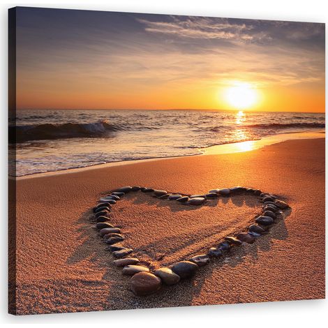 Quadro su tela, Cuore d'amore al tramonto - 30x30 (1/5)