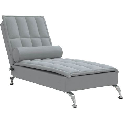Méridienne chaise longue pour intérieur de massage avec traversin en tissu gris clair DEC026146 (1/5)