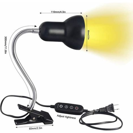 Support Lampe Reptiles - Fixation Clip Rotatif 360° - Compatible E26 E27 - Pour Lampes UVB UVA LED Fluorescentes Céramique - 1 Pièce (1/5)