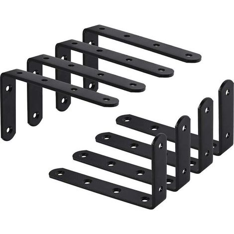 8 Pack Wall Mount Brackets, L Shaped Bracket, Fixed Support, Hanging Furniture, 125x75x3mm (1/5)